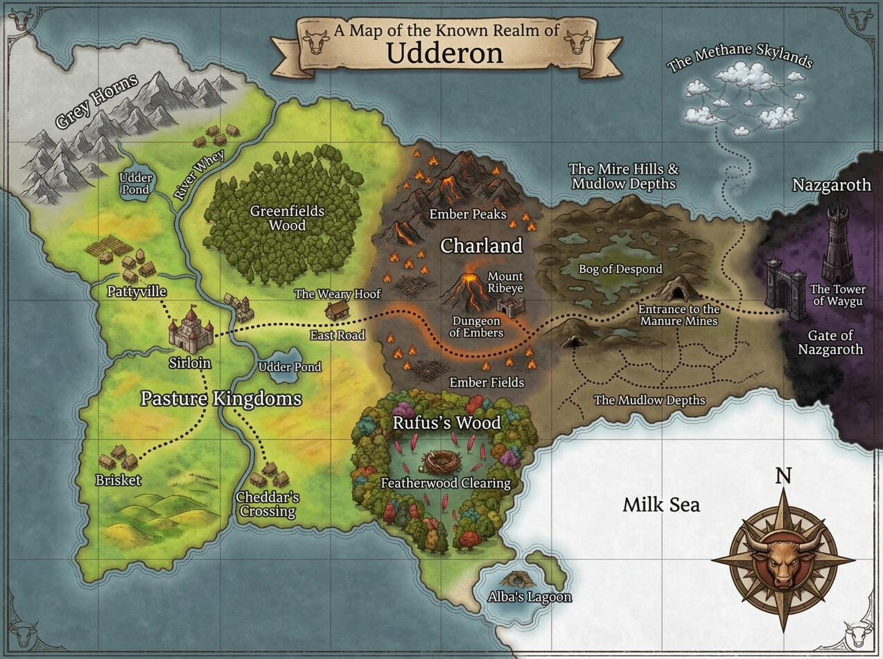A Map of the Known Realm of Udderon